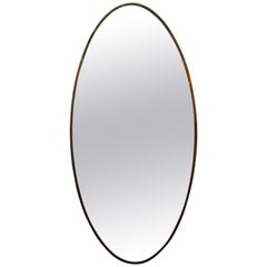 Italian Mid-Century Modern Oval Brass Mirror Inspired by Gio Ponti