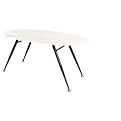 Italian Mid-Century Modern Oval Coffee Table in Marble, Brass and Metal, 1960s