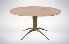 Italian Mid-Century Modern, Oval Marble and Brass Side Table from the 1940s