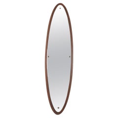 Italian mid-century modern Oval wall mirror in wood, 1960s