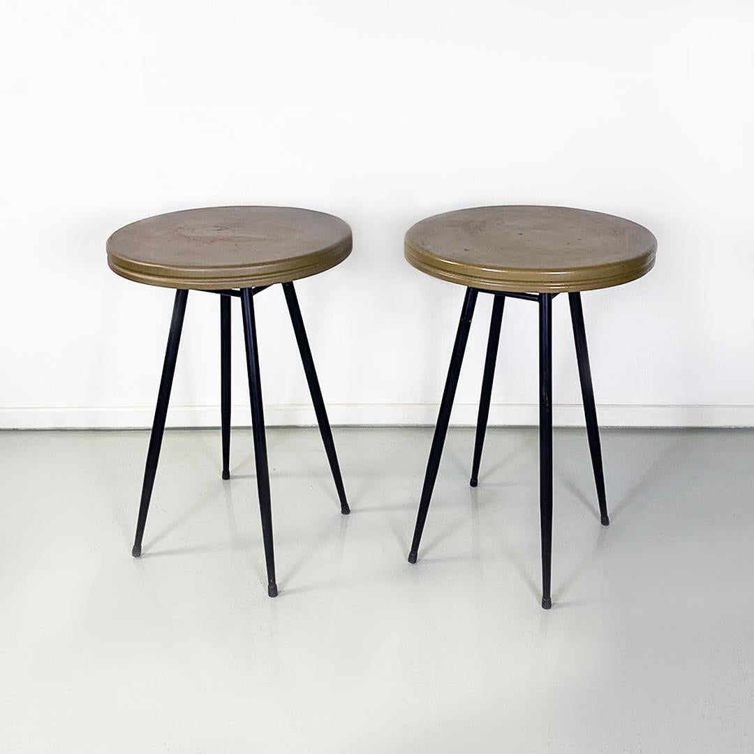 Italian Mid-Century Modern Pair of Black and Brown-Olive Green Bar Tables, 1950s In Good Condition For Sale In MIlano, IT