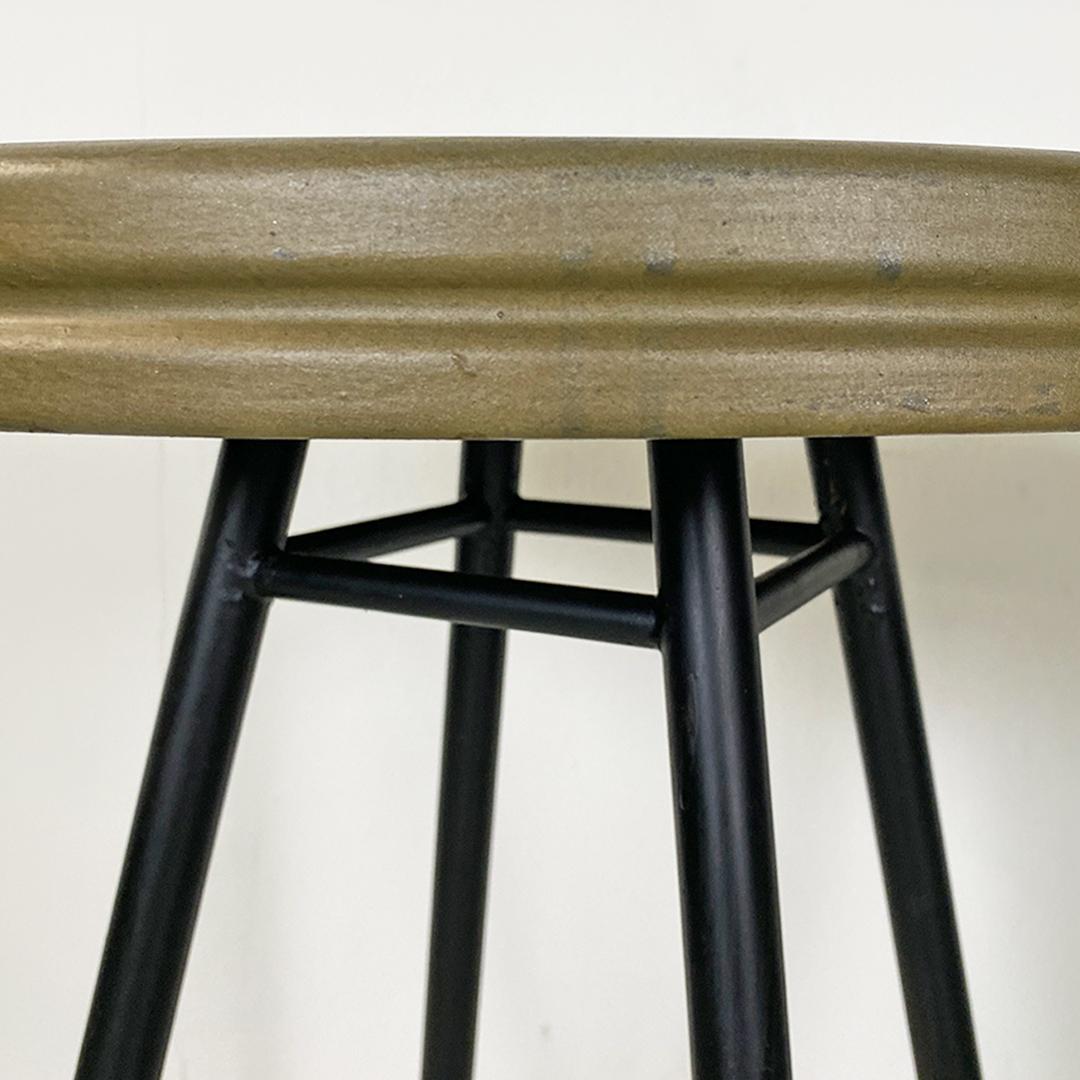 Italian Mid-Century Modern Pair of Black and Brown-Olive Green Bar Tables, 1950s For Sale 4