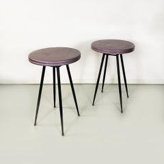 Italian Mid-Century Modern Pair of Black and Purple Plum Metal Bar Tables, 1950s