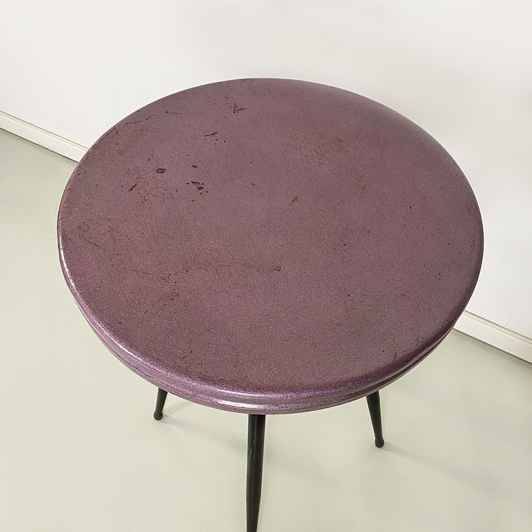 Italian Mid-Century Modern Pair of Black and Purple Plum Metal Bar Tables, 1950s For Sale 2