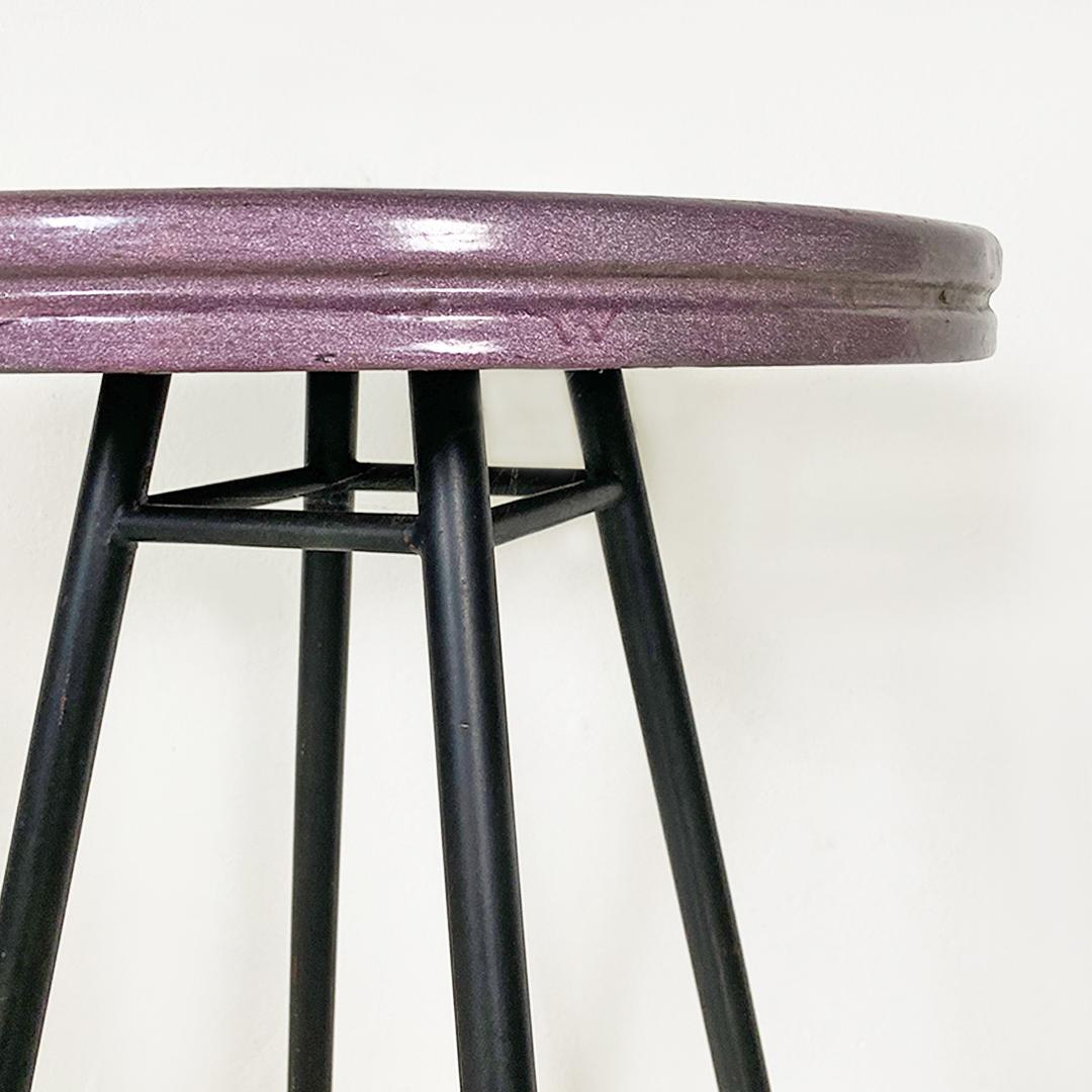 Italian Mid-Century Modern Pair of Black and Purple Plum Metal Bar Tables, 1950s For Sale 5