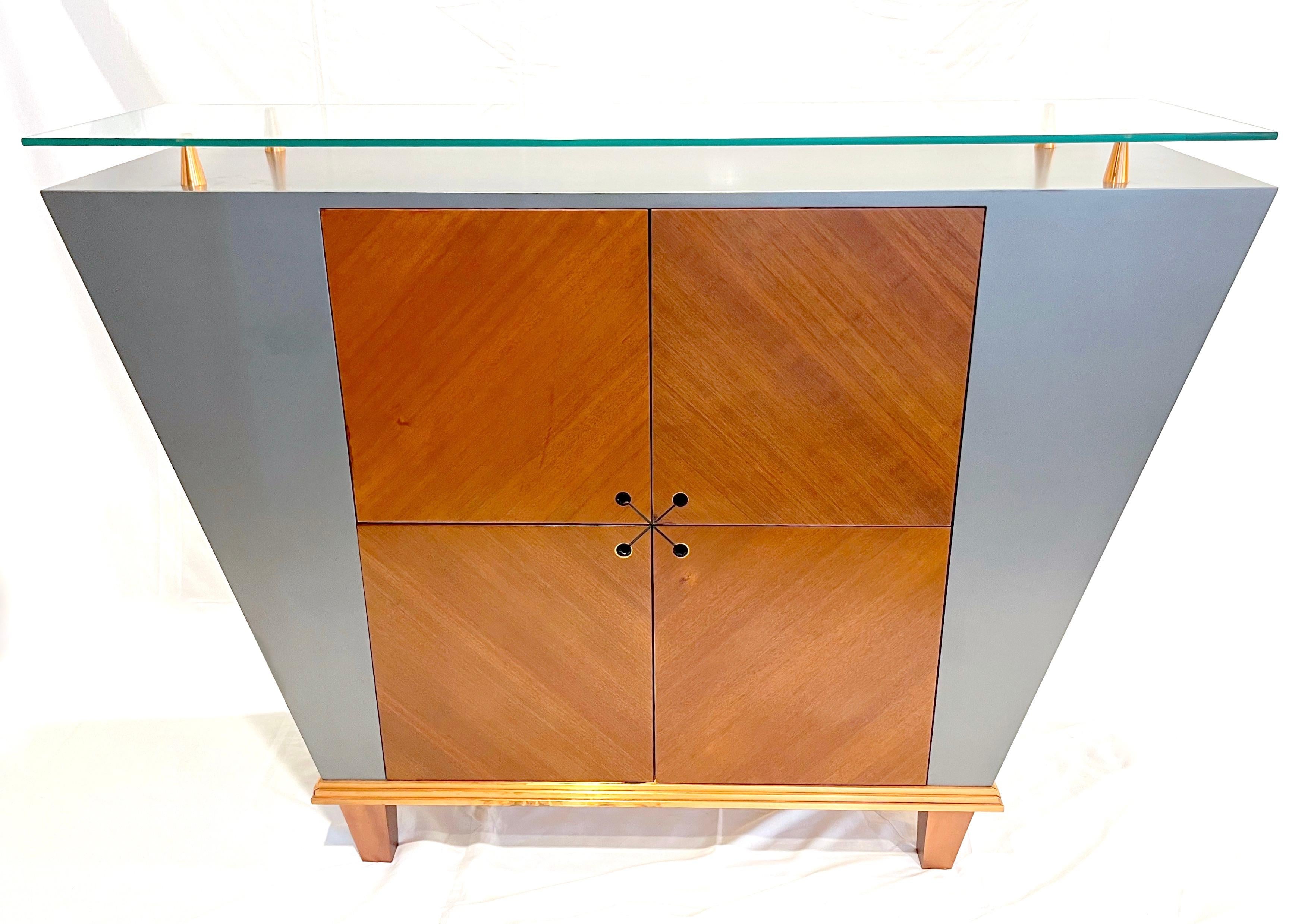 Italian Mid-Century Modern Pair of Copper & Grey Lacquer Sideboards by Pallucco For Sale 8
