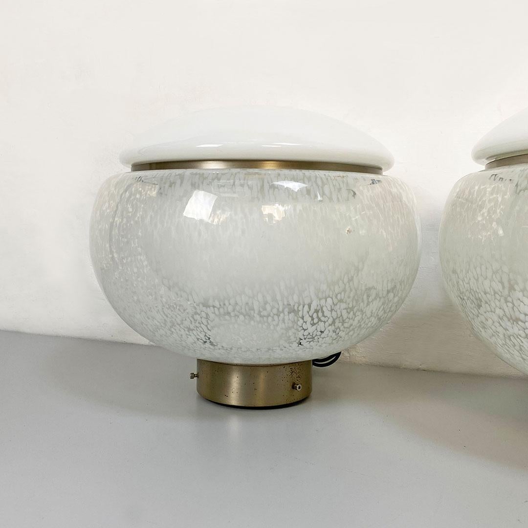 Mid-20th Century Italian Mid-Century Modern Pair of Murano Glass and Steel Table Lamps, 1960s For Sale