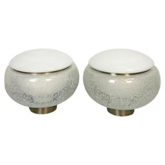 Italian Mid-Century Modern Pair of Murano Glass and Steel Table Lamps, 1960s