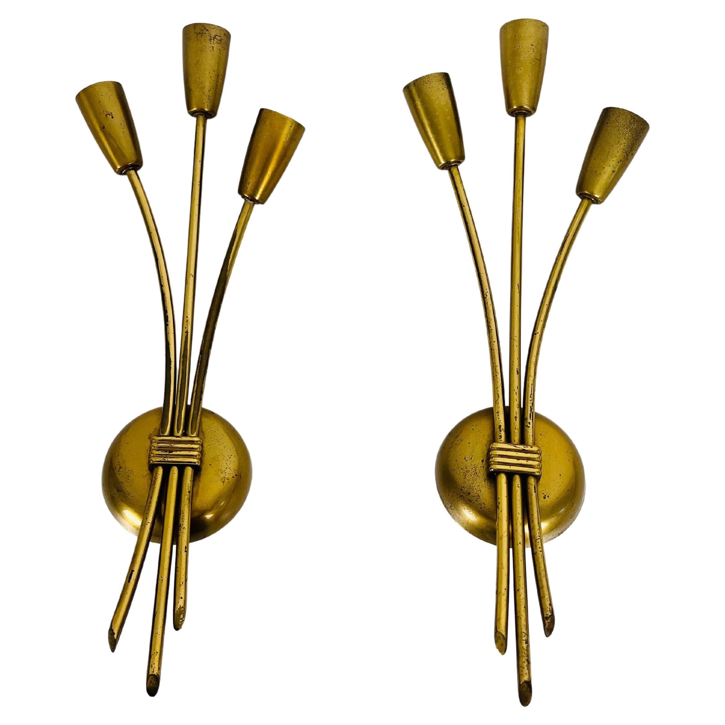 MidCentury Modern Teak and Opaque Glass Wall Lamps, 1960s