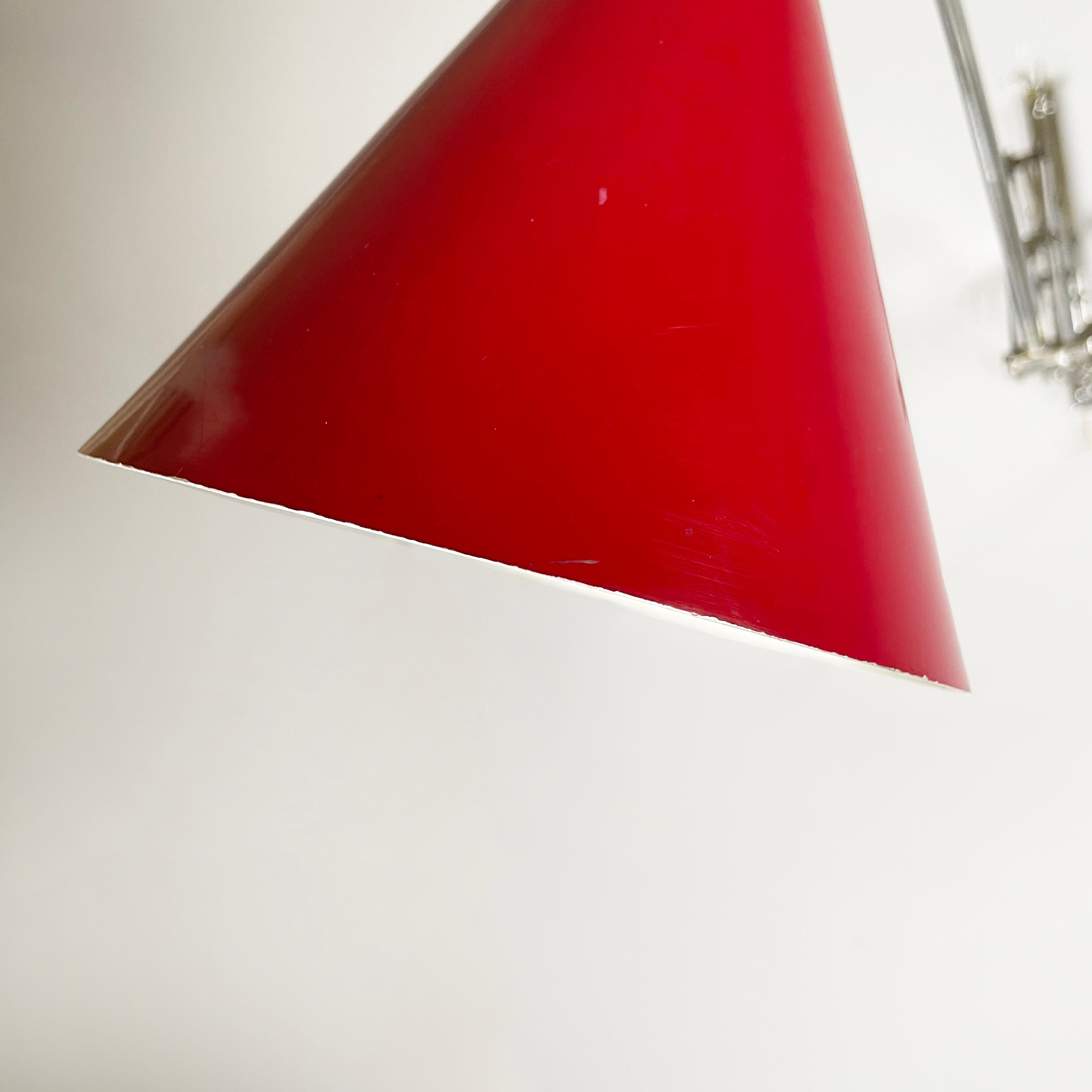 Lampada da parete Pantograph, in metallo rosso, 1960 in vendita 2
