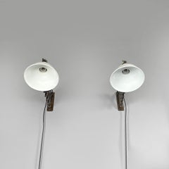 Italian mid-century modern pantograph wall lamps with white metal diffuser 1960s