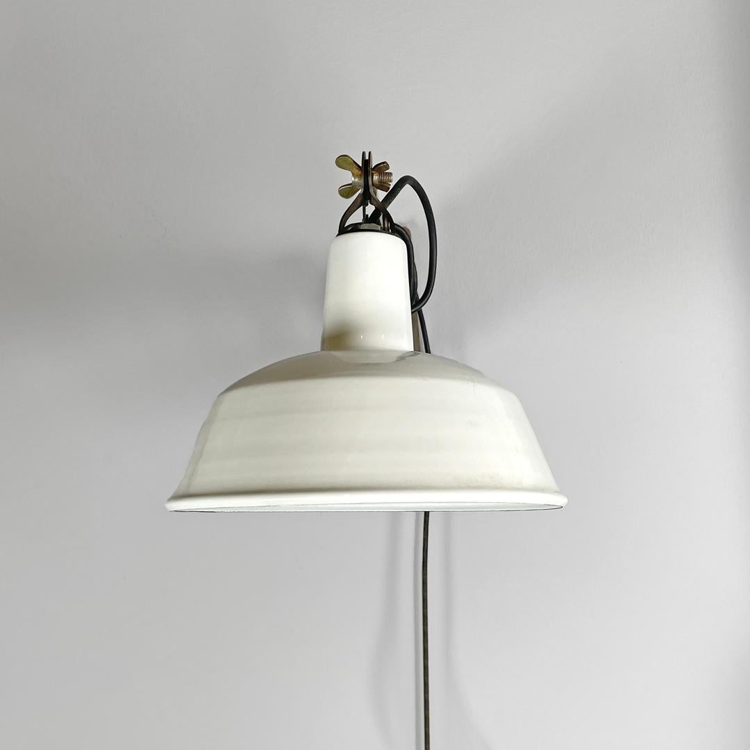 Italian mid-century modern pantograph wall lamps with white metal diffuser 1960s For Sale 2