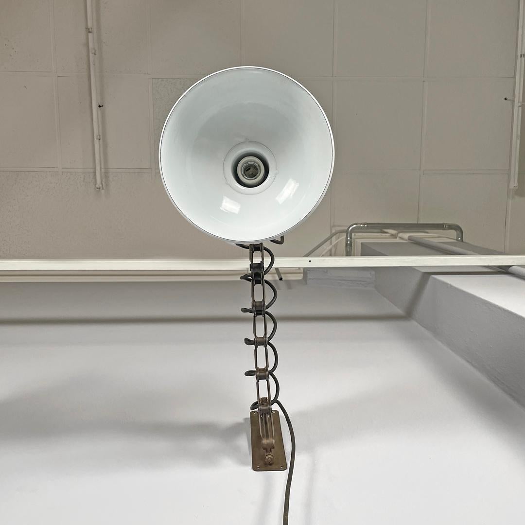 Italian mid-century modern pantograph wall lamps with white metal diffuser 1960s For Sale 3