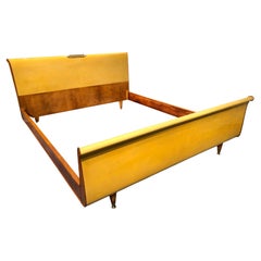 Italian Mid-Century Modern Parchment Bed Frame, 1950s