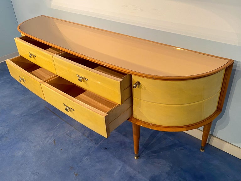Italian Mid-Century Modern Parchment Sideboard, Italy, 1950 For Sale 5