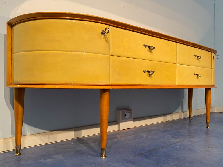 Italian Mid-Century Modern Parchment Sideboard, Italy, 1950 For Sale 8