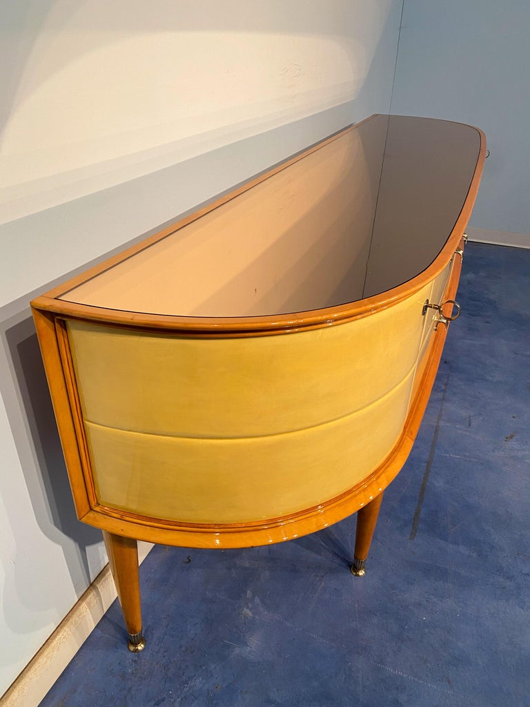 Italian Mid-Century Modern Parchment Sideboard, Italy, 1950 For Sale 9