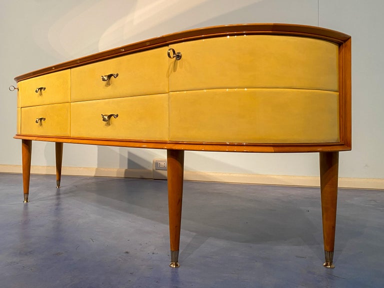 Italian Mid-Century Modern Parchment Sideboard, Italy, 1950 For Sale 10