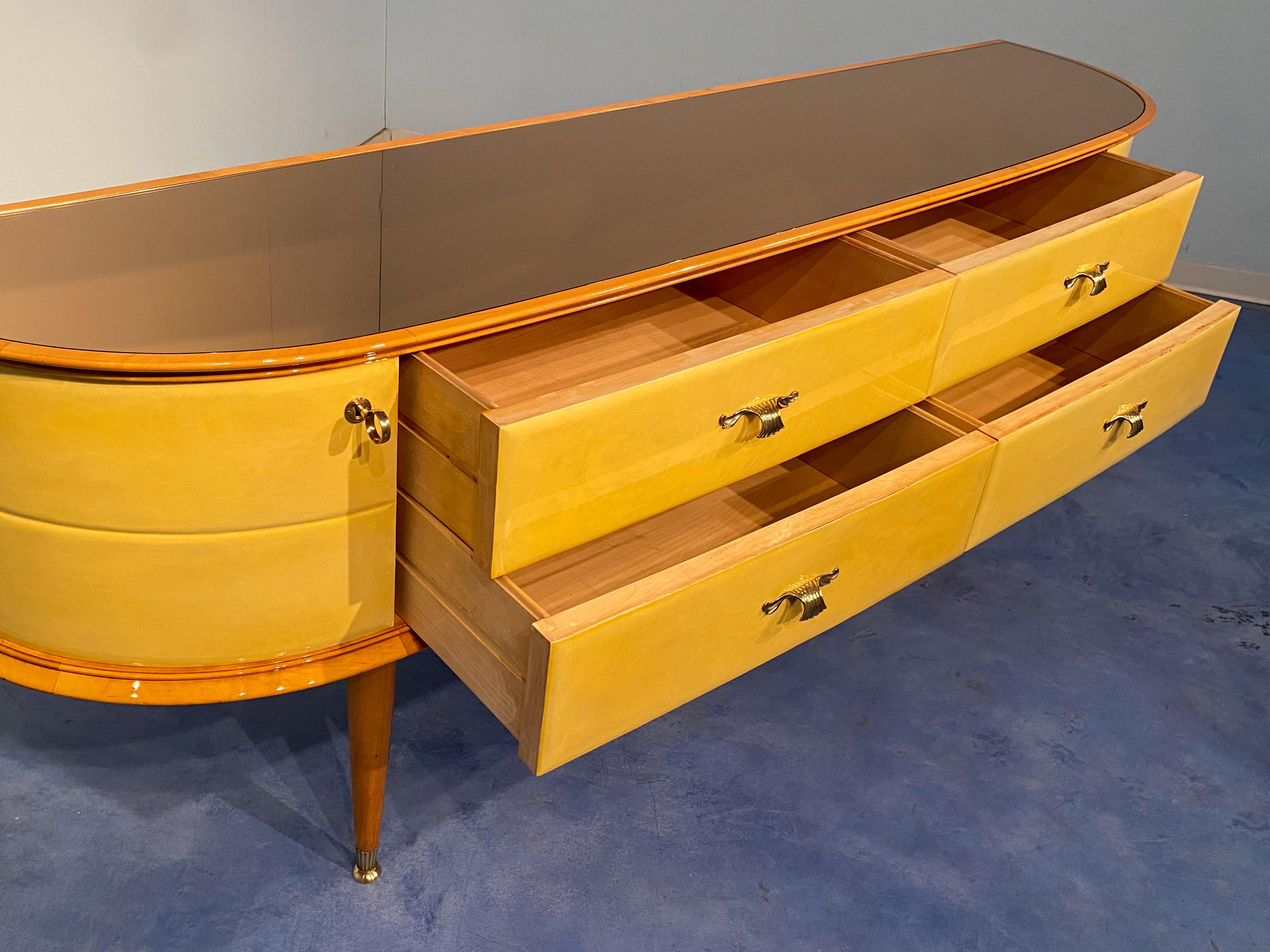 Italian Mid-Century Modern Parchment Sideboard, Italy, 1950 11