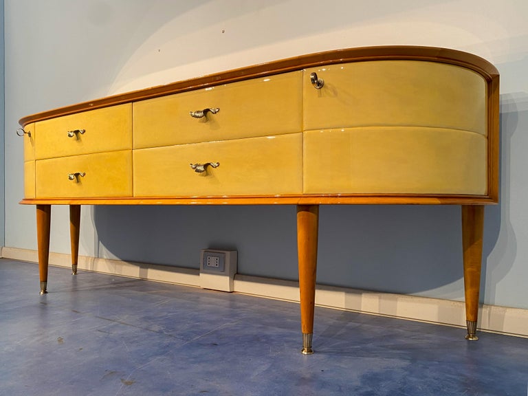 Italian Mid-Century Modern Parchment Sideboard, Italy, 1950 For Sale 3