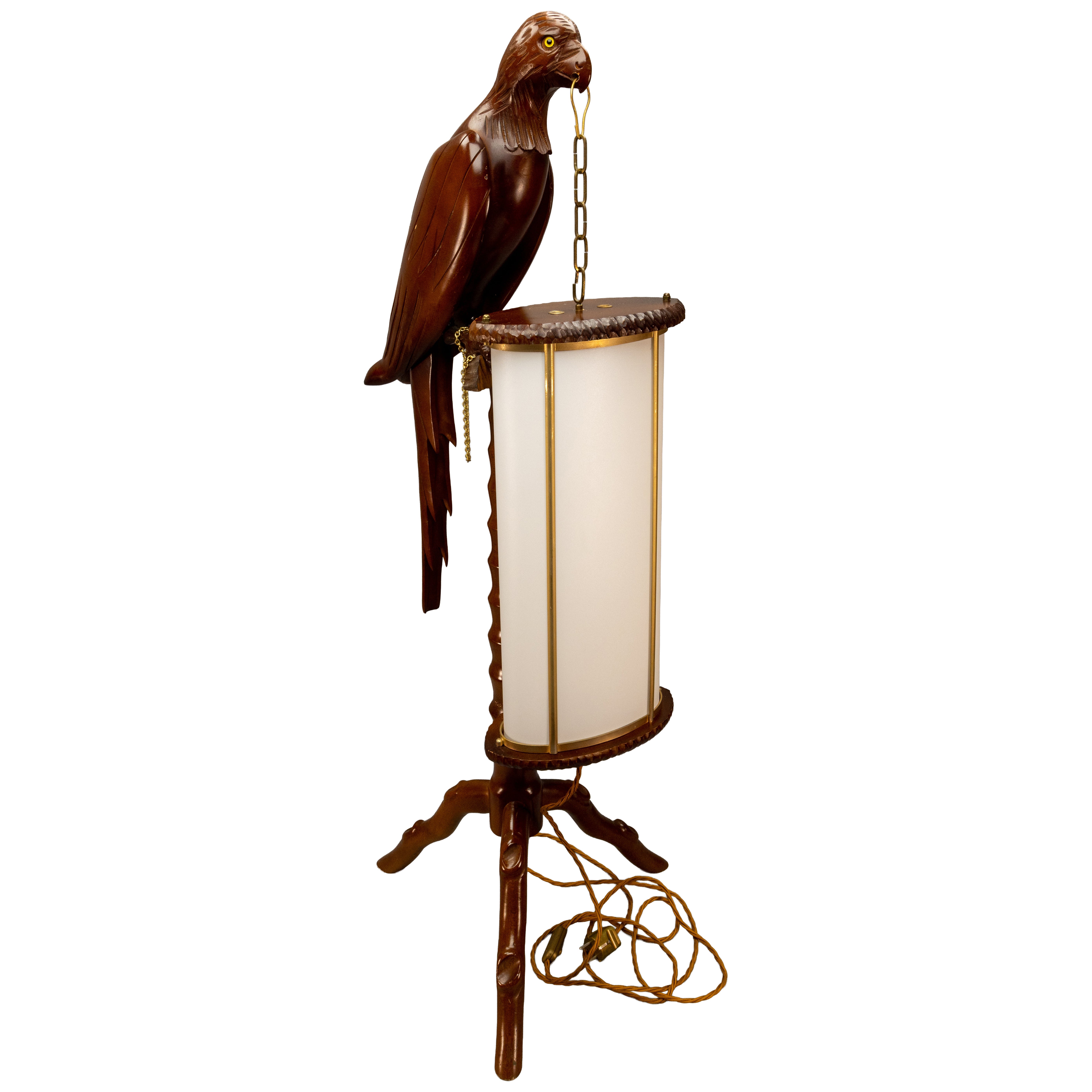 Italian Mid-Century Modern Parrot Floor Lamp Lantern, attr. to Aldo Tura, 1950s