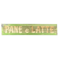 Letrero italiano moderno de mediados de siglo en metal verde pastel con letras blancas, años 60