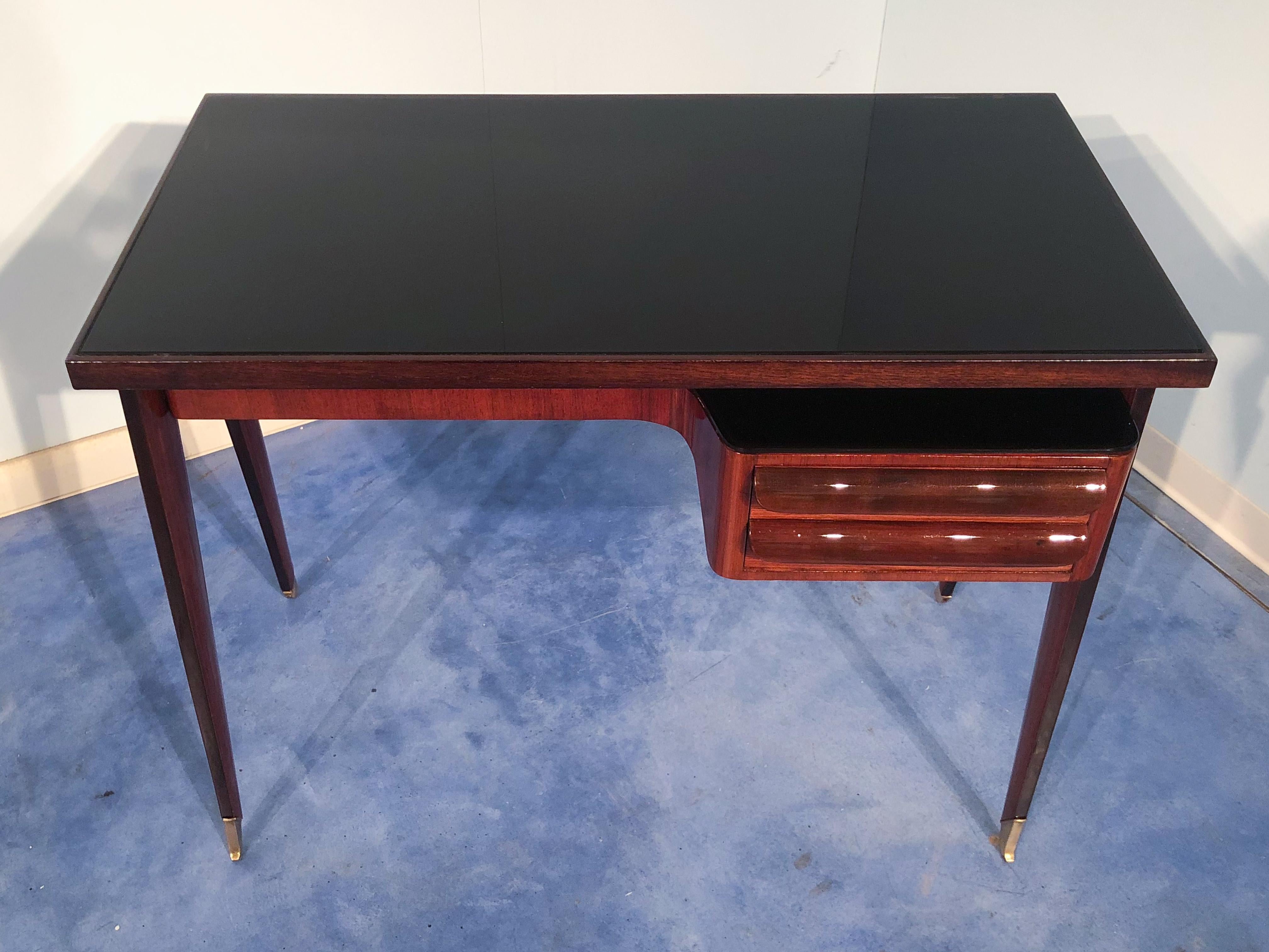 Italian Mid-Century Modern Petite Desk in Teak Designed by Vittorio Dassi, 1950s 11