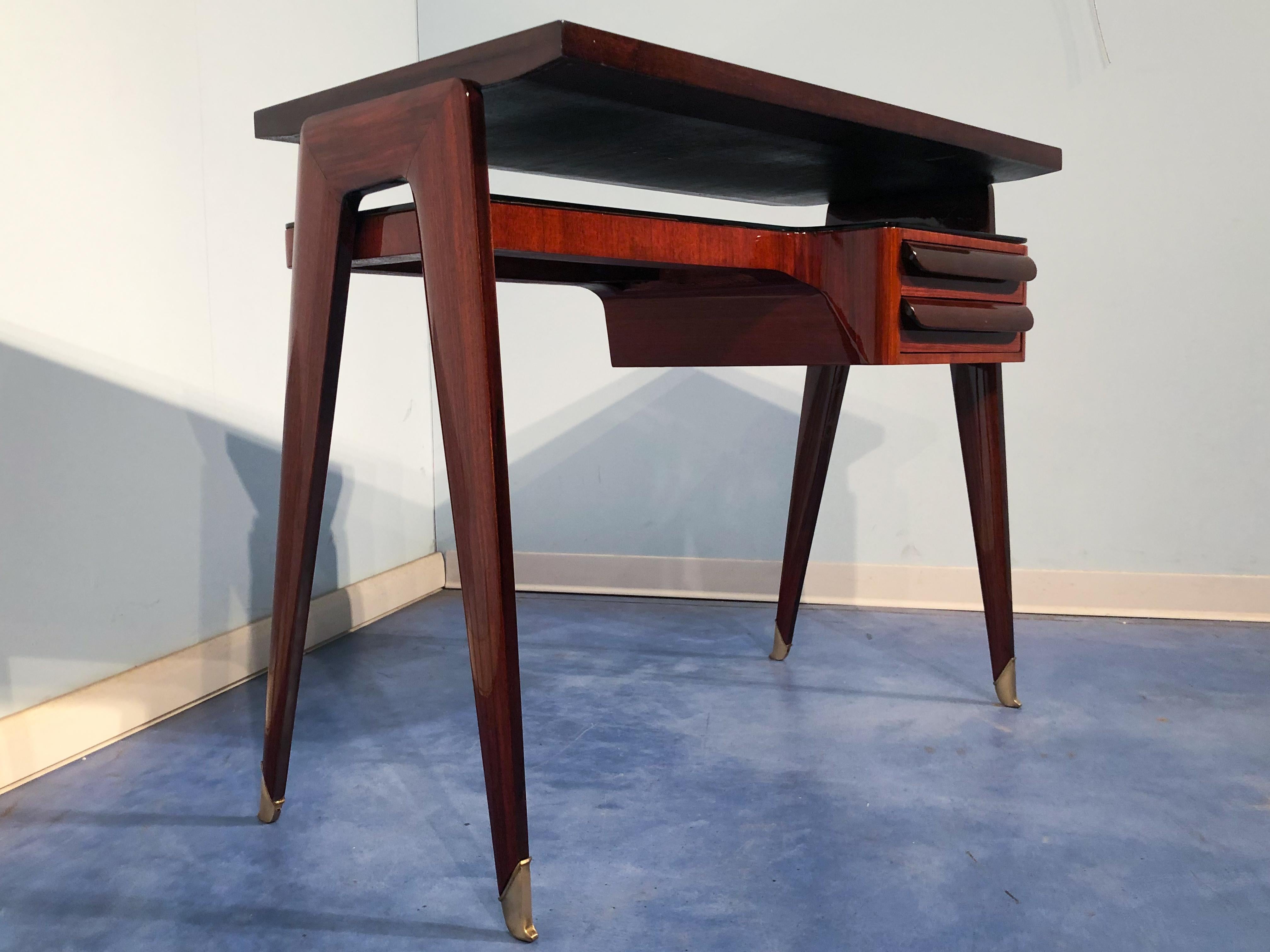 Italian Mid-Century Modern Petite Desk in Teak Designed by Vittorio Dassi, 1950s 12