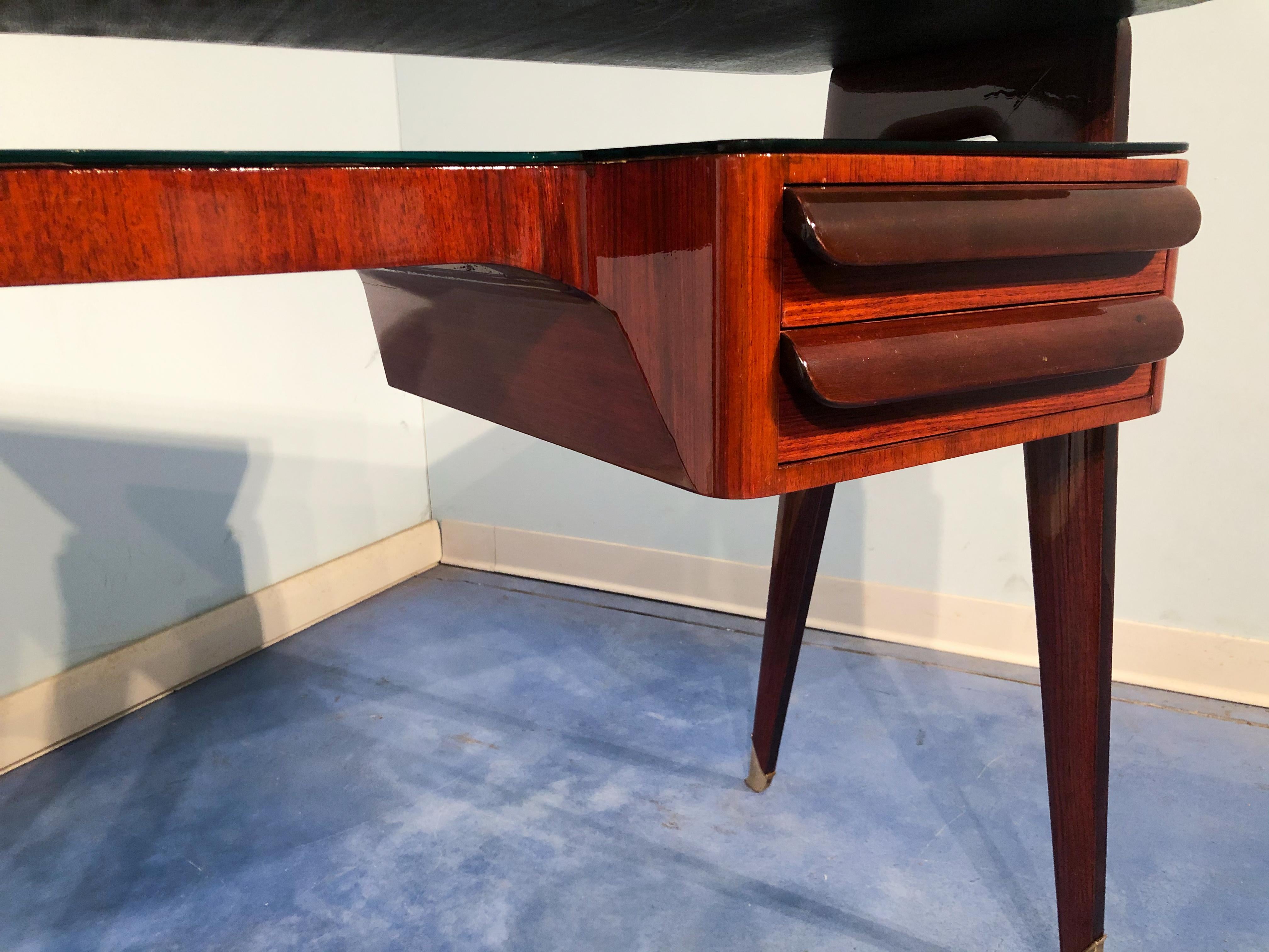 Italian Mid-Century Modern Petite Desk in Teak Designed by Vittorio Dassi, 1950s 13
