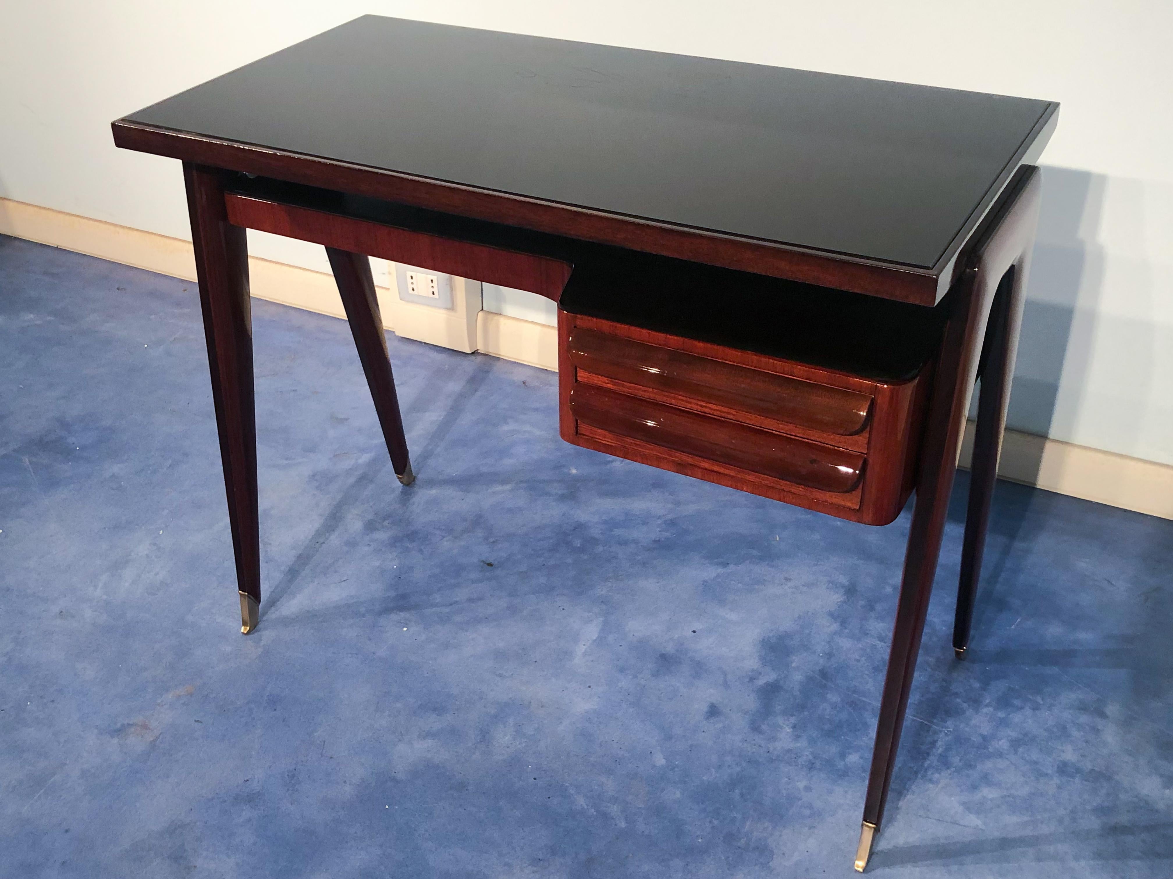 Mid-20th Century Italian Mid-Century Modern Petite Desk in Teak Designed by Vittorio Dassi, 1950s