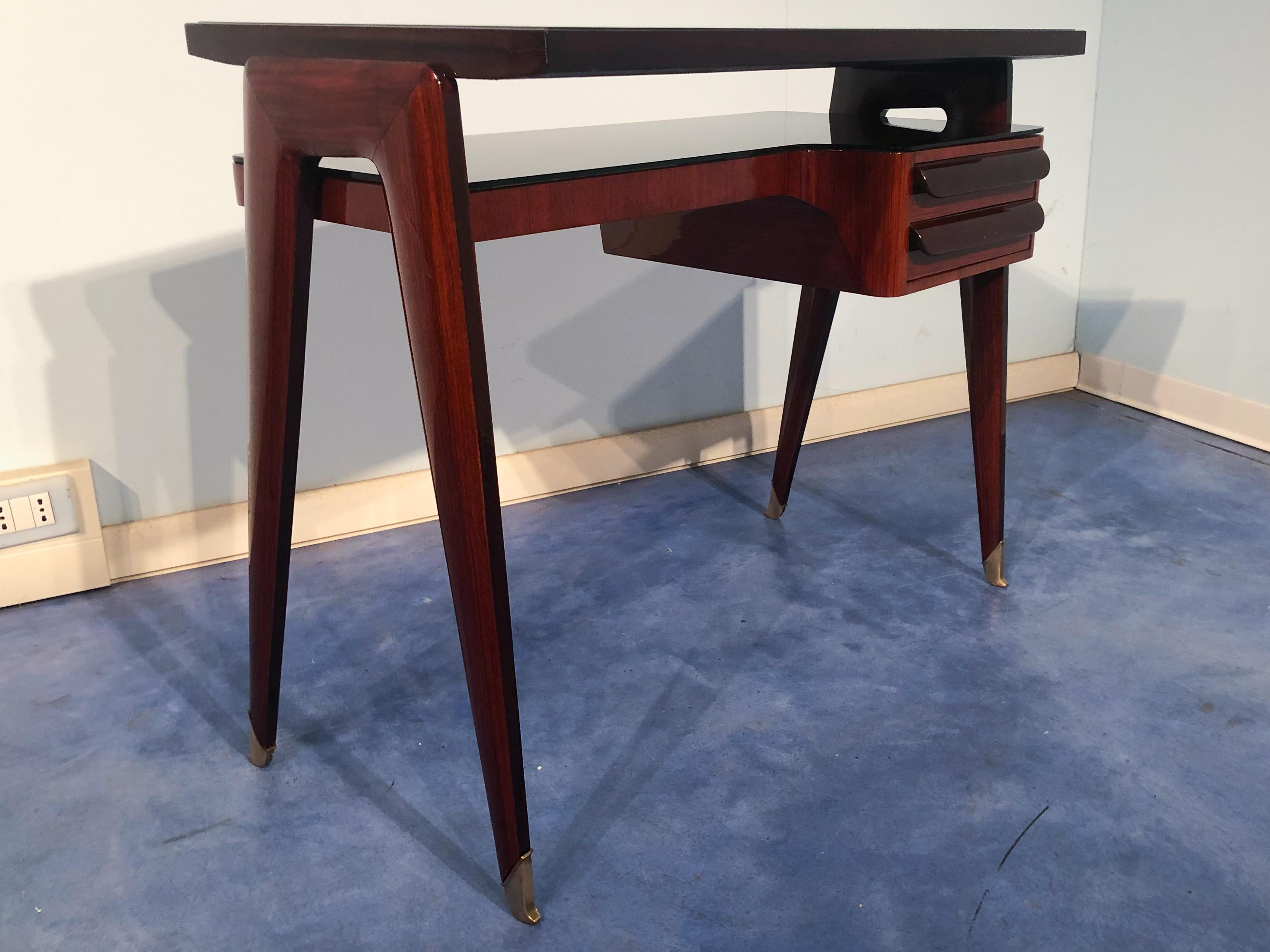Italian Mid-Century Modern Petite Desk in Teak Designed by Vittorio Dassi, 1950s 1