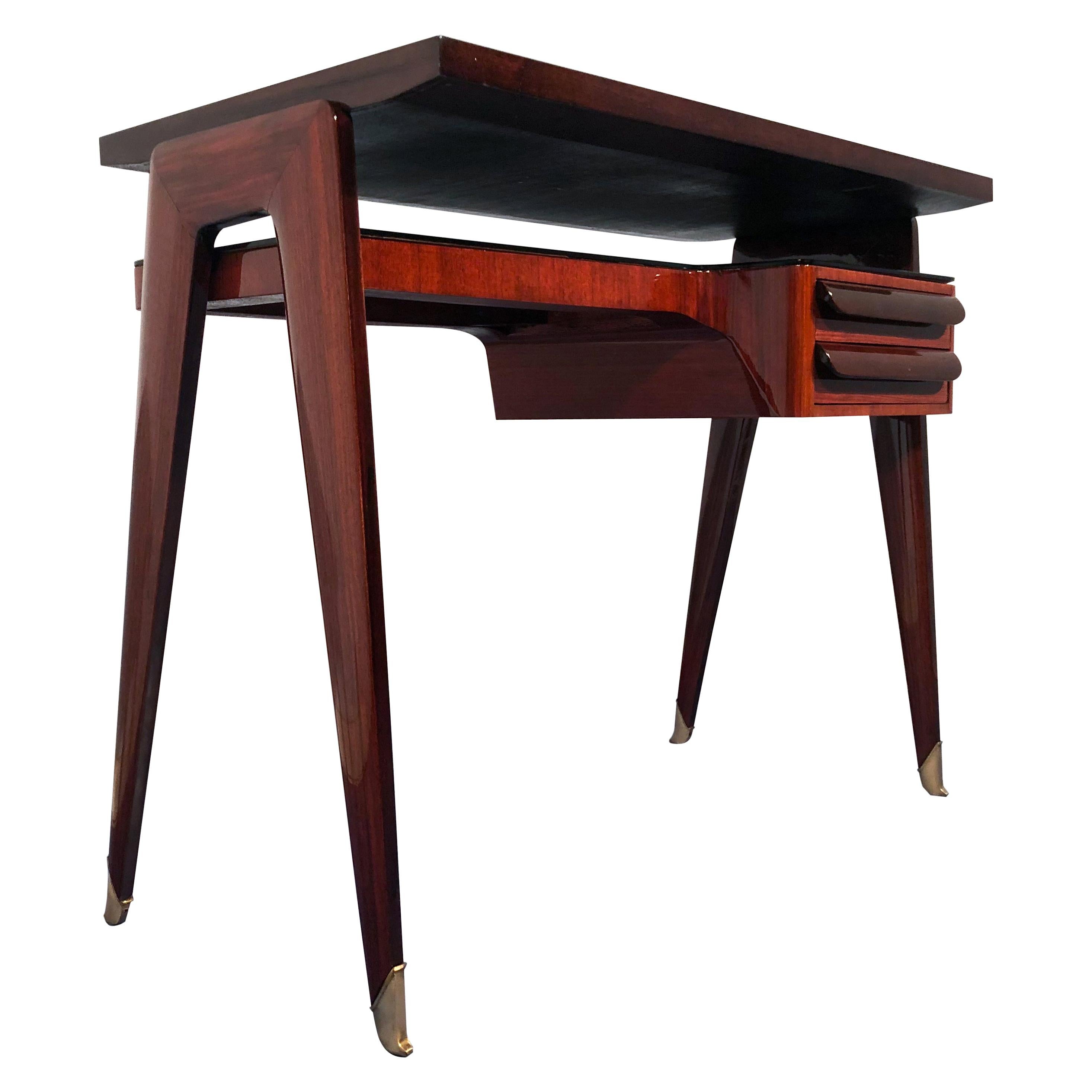 Italian Mid-Century Modern Petite Desk in Teak Designed by Vittorio Dassi, 1950s