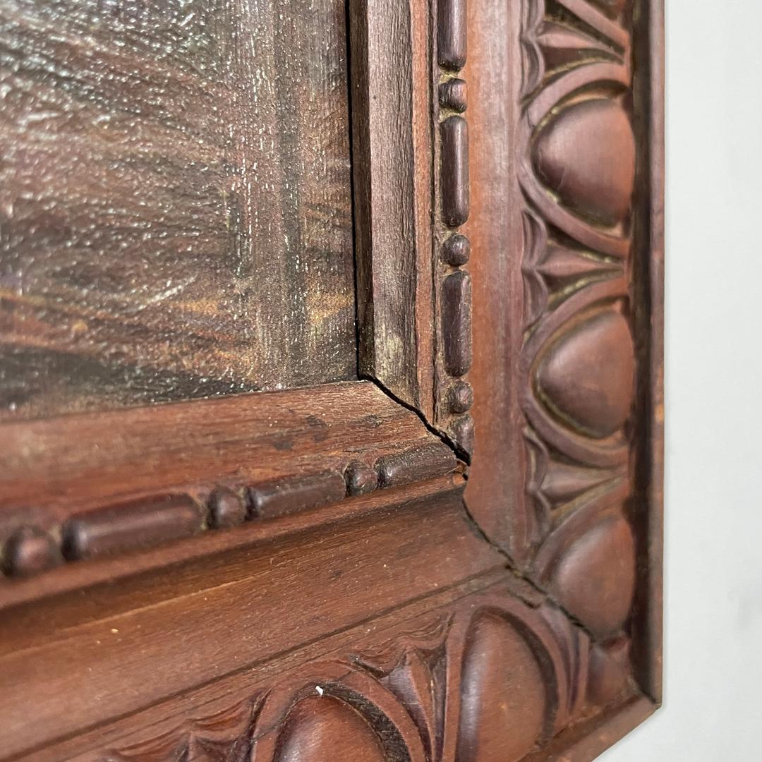 Quadro italiano di metà secolo moderno con cornice decorata in legno, anni '60 in vendita 8