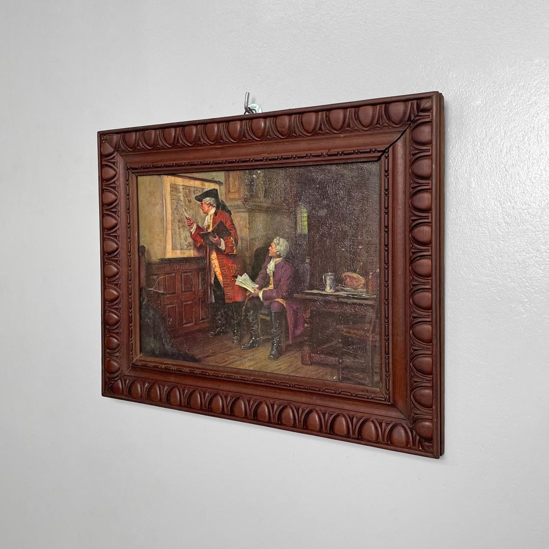 Italiano Quadro italiano di metà secolo moderno con cornice decorata in legno, anni '60 in vendita