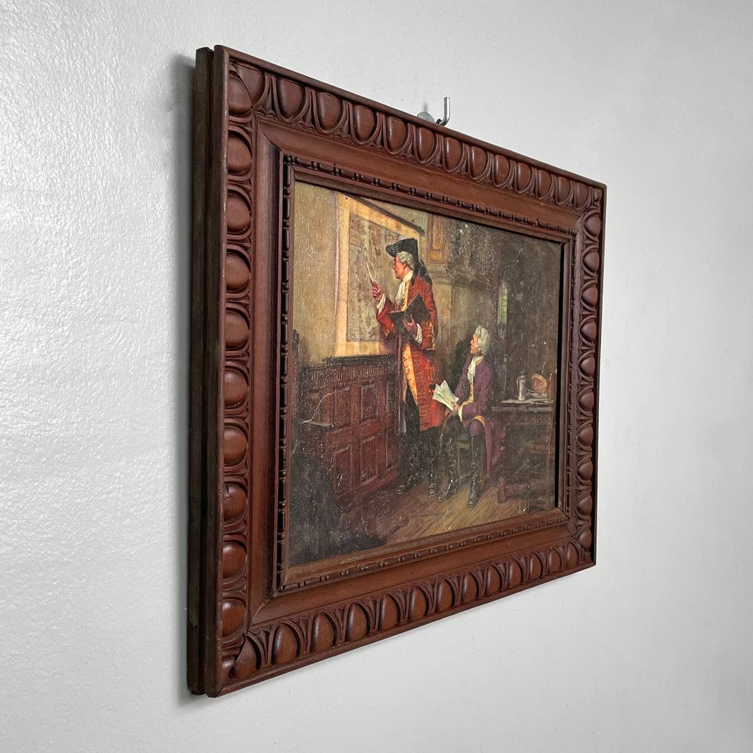 Quadro italiano di metà secolo moderno con cornice decorata in legno, anni '60 In condizioni buone in vendita a MIlano, IT