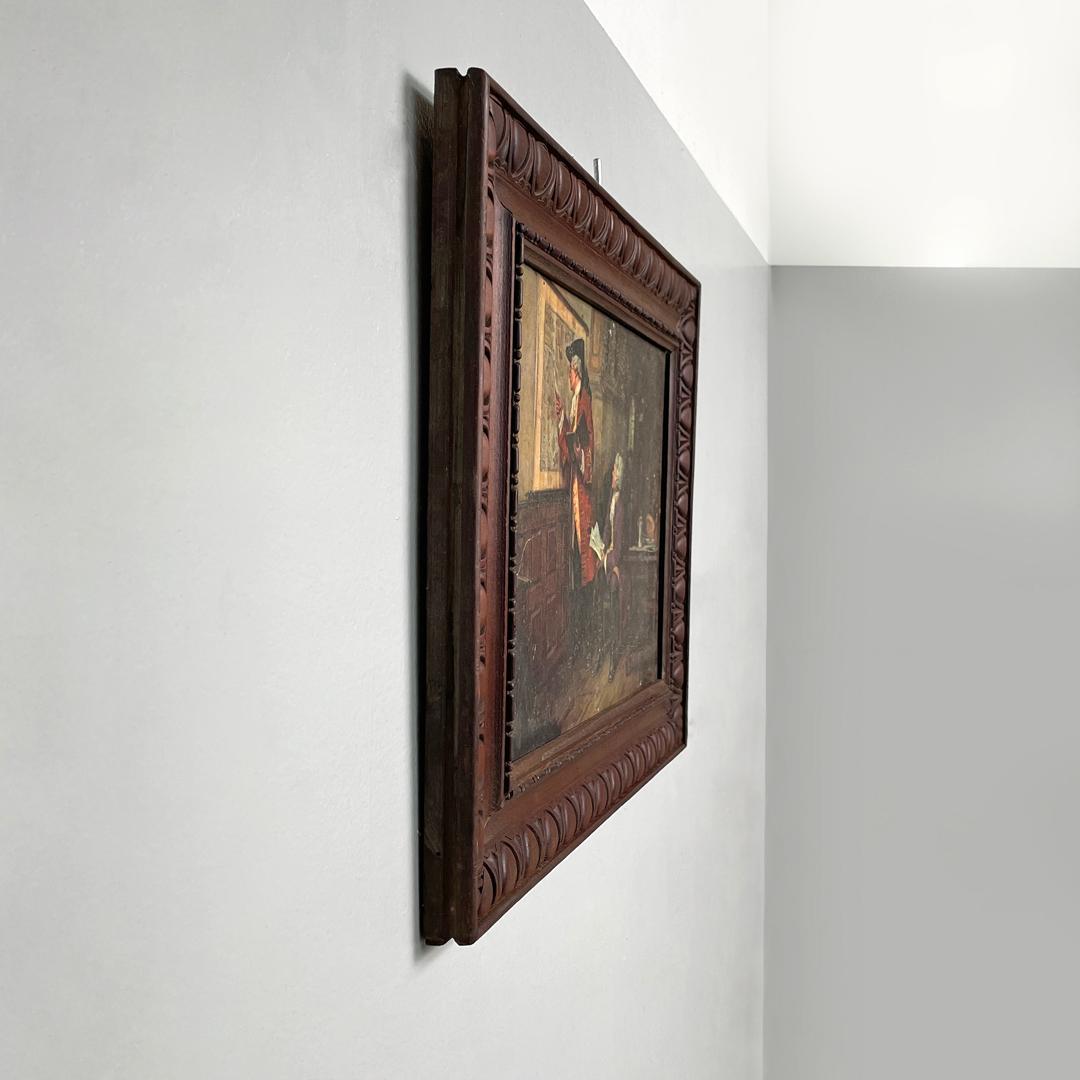 Legno Quadro italiano di metà secolo moderno con cornice decorata in legno, anni '60 in vendita