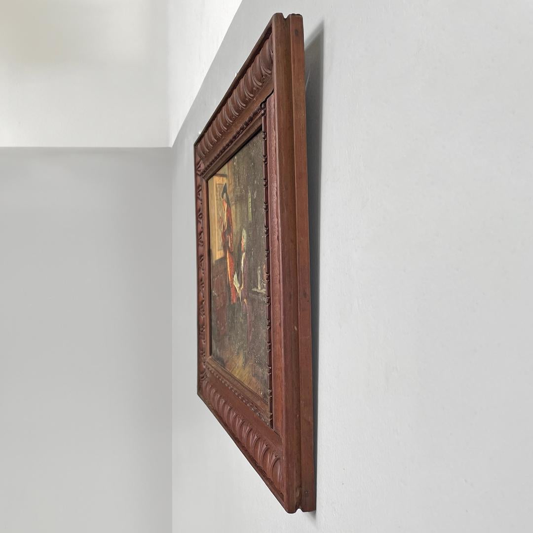 Quadro italiano di metà secolo moderno con cornice decorata in legno, anni '60 in vendita 1