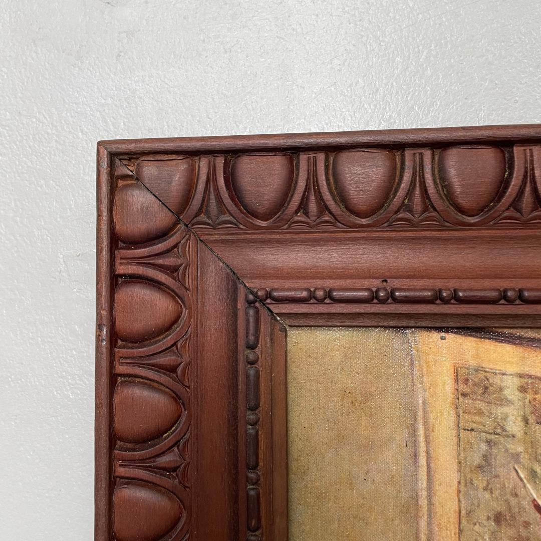 Quadro italiano di metà secolo moderno con cornice decorata in legno, anni '60 in vendita 2