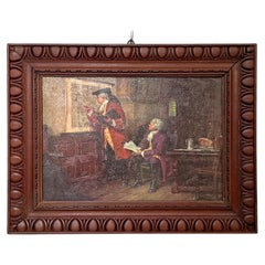Quadro italiano di metà secolo moderno con cornice decorata in legno, anni '60