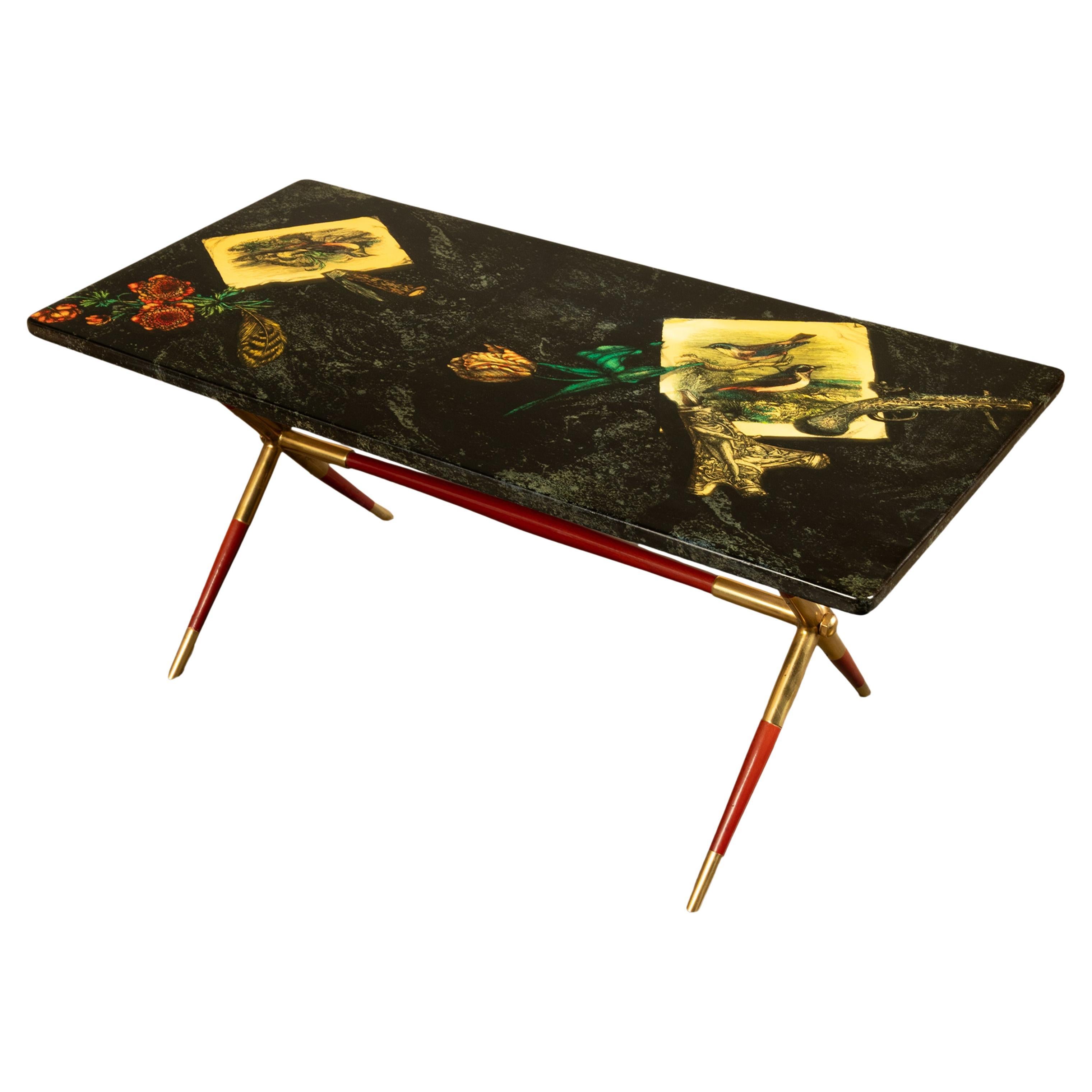 Italian Mid Century Modern Piero Fornasetti "Caccia" Coffee Table Milan 1955