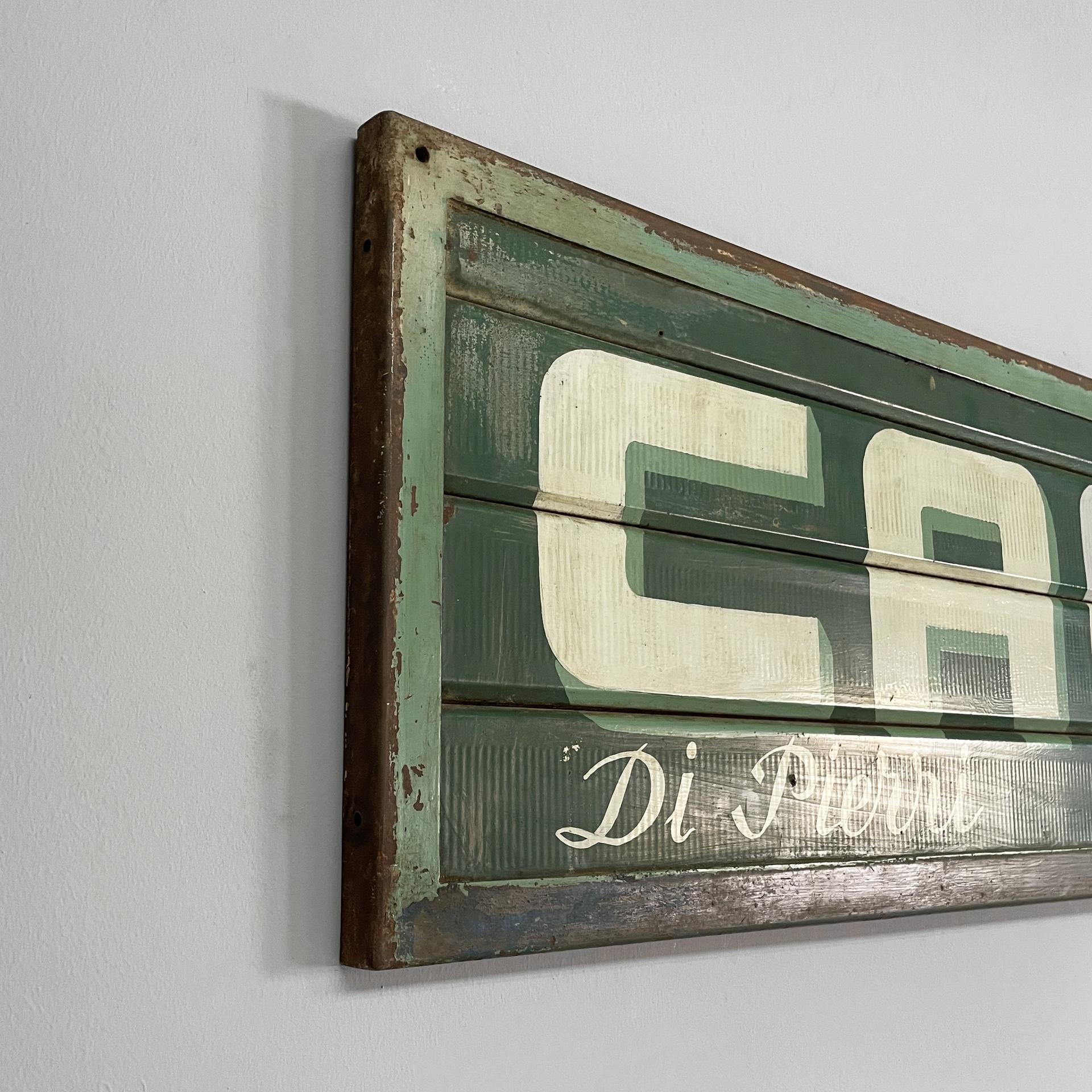 Mid-Century Modern Enseigne publicitaire en métal pour le café Pierri's, Italie, milieu du siècle dernier, années 1950