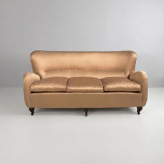 Italian mid-century modern pink beige silk sofa with original upholstery, 1940s