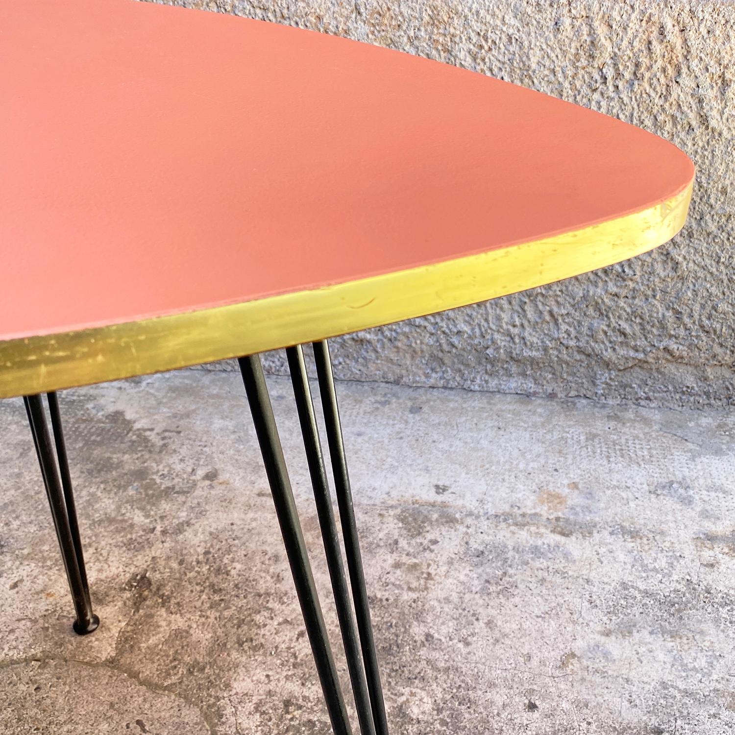 Mid-20th Century Italian Mid-Century Modern Pink Coffee Table with Metal Rod, 1960s