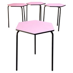 Vintage Italian Mid-Century Modern Pink Formica Hexagonal Bar Tables, 1960s