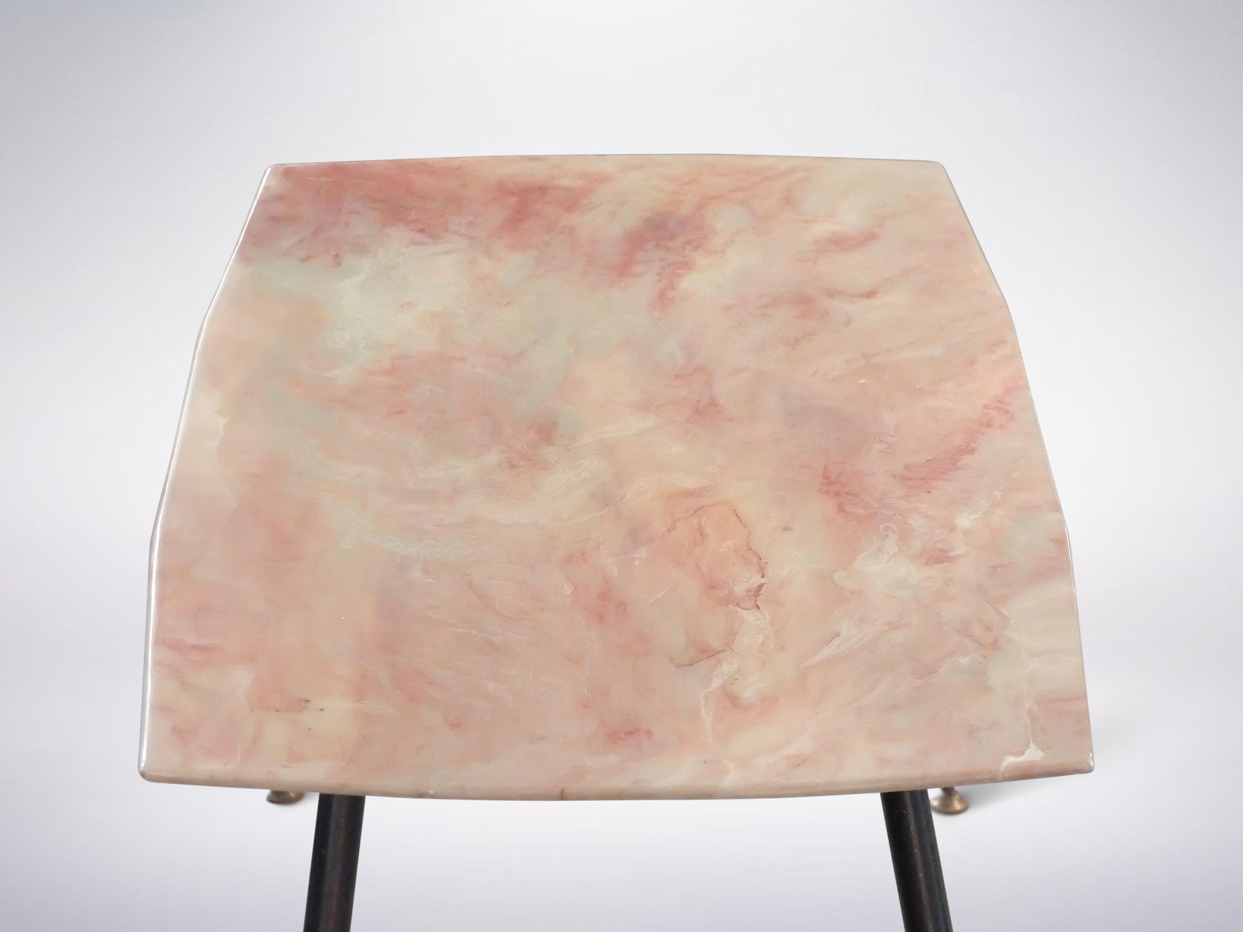 Italian Mid-Century Modern, Pink Marble Top Coffee Table in Marble, circa 1950 1