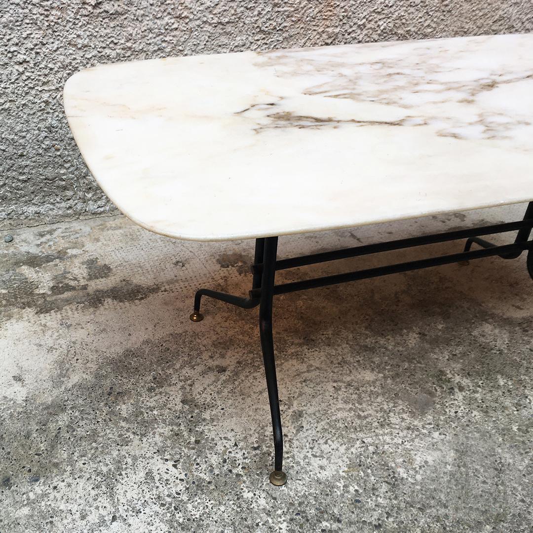 Italian Mid-Century Modern Pink Portuguese Marble and Metal Coffee Table, 1960s 2