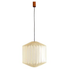 Italian mid century modern plastic pleated shape and metal chandelier, 1960s