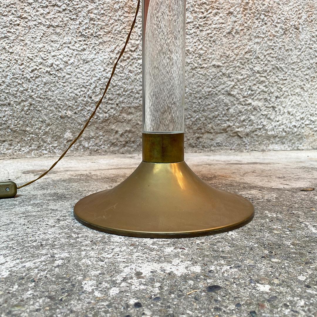 Italian Mid-Century Modern Plexiglass and Brass Table Lamp, 1960s 9