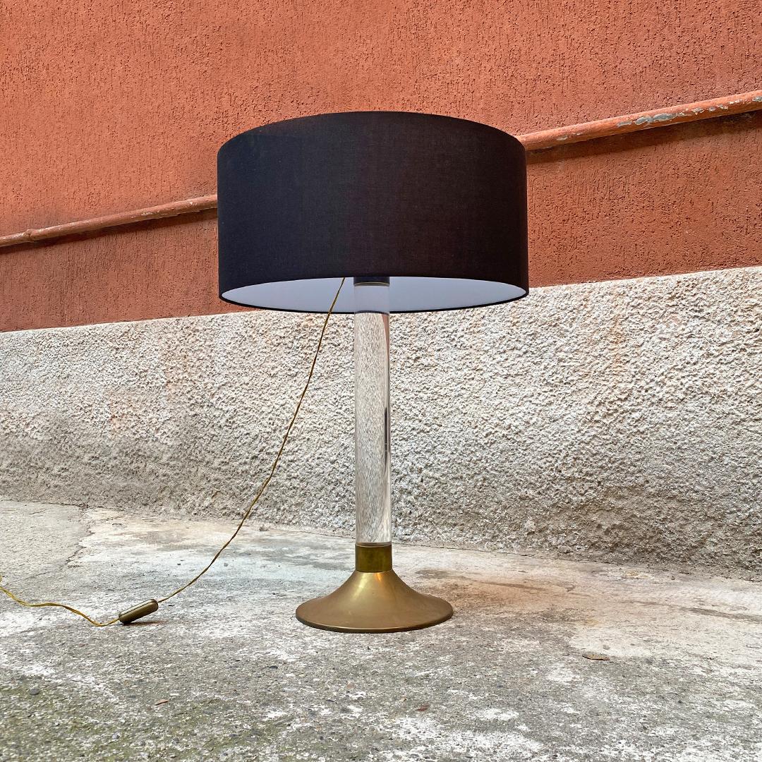 Mid-20th Century Italian Mid-Century Modern Plexiglass and Brass Table Lamp, 1960s