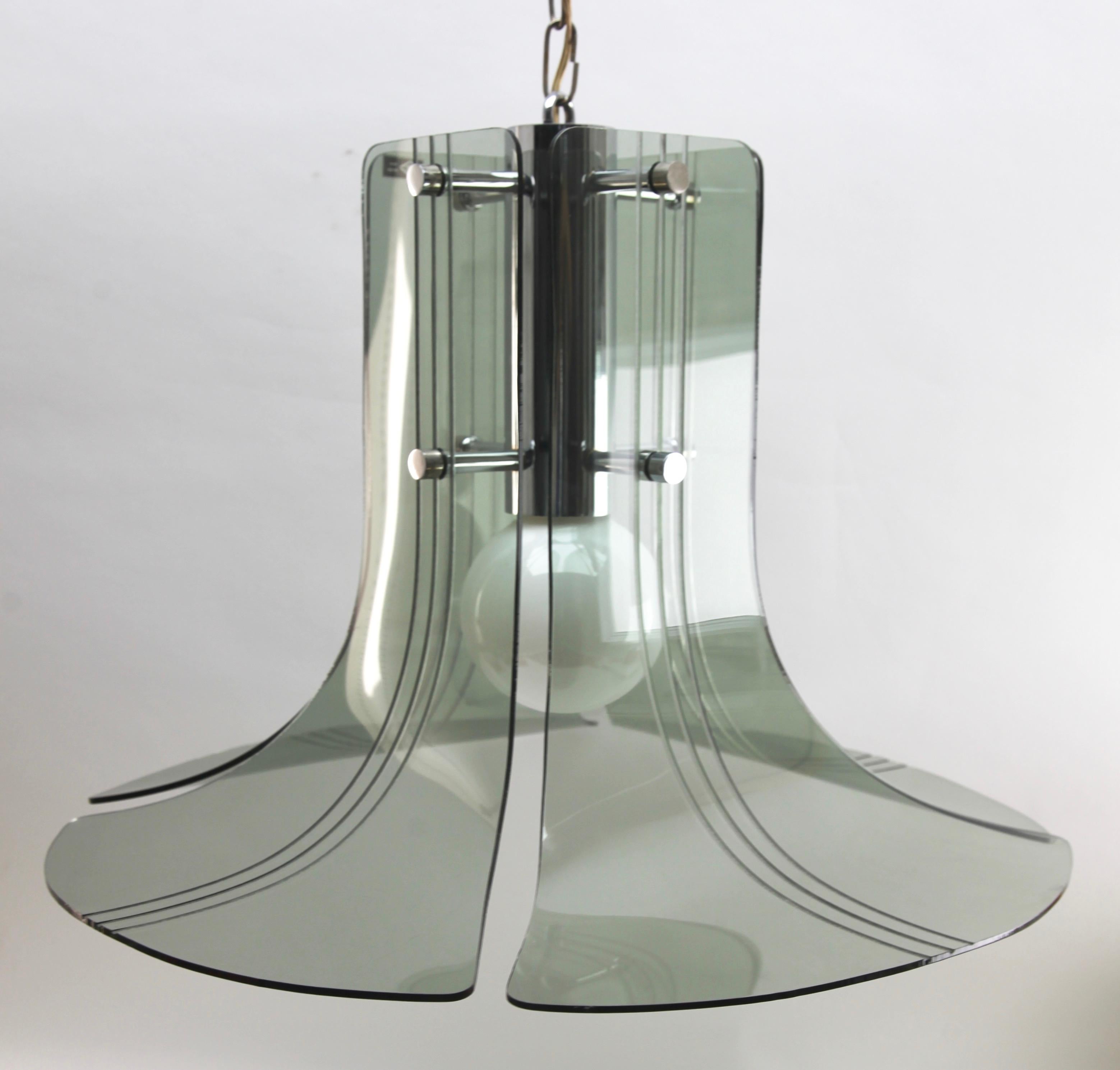 Italian Mid-Century Modern Plexs Glass Pendant/Suspension Fixture For Sale 6